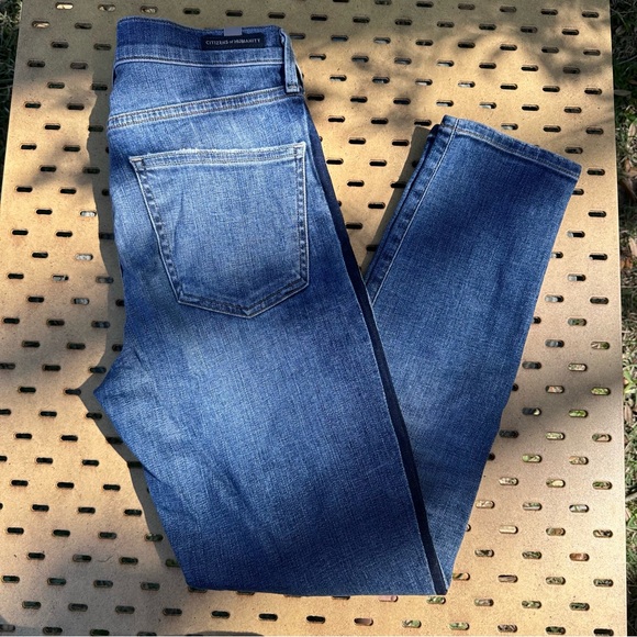 Citizens Of Humanity Denim - Citizens Of Humanity Indigo Rocket Crop High Rise Skinny Dark Side Detail Jeans